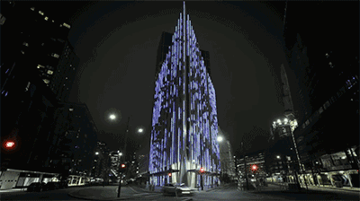 號稱南半球最大的樓宇外立面照明 能實時顯示天氣 1.gif